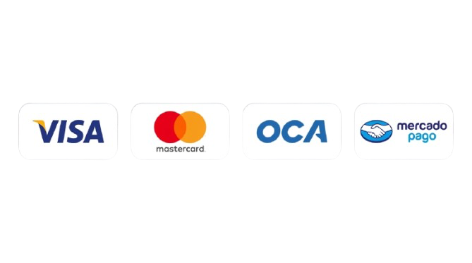 Medios de pago: Visa, Mastercard, OCA y Mercado Pago